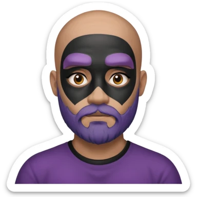 bald purple bearded man with black face tattoo sticker