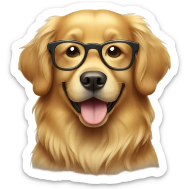 golden retriever wearing glasses  sticker