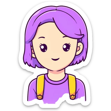 lilac pastel cute girl sticker