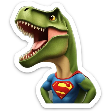 t-Rex with superman symbol with thumb up sticker