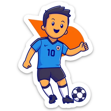 Soccer defender in blue jersey celebrating sticker