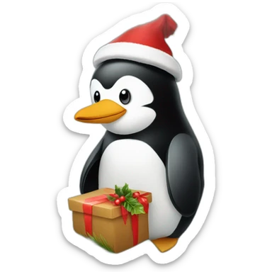 Pinguin mit einem Weihnachtsmarkt hut sticker
