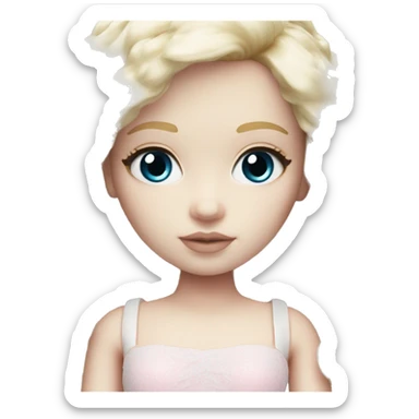 ocean blue doll eyes, blonde hair, feminine, pink, girl, angelic, pale skin sticker