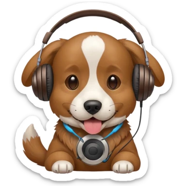 dog wearing headphones sticker