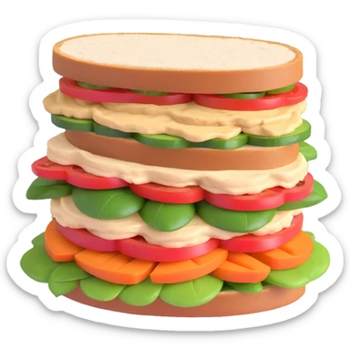 veggie and hummus sandwich, clear layers of vegetables and hummus sticker