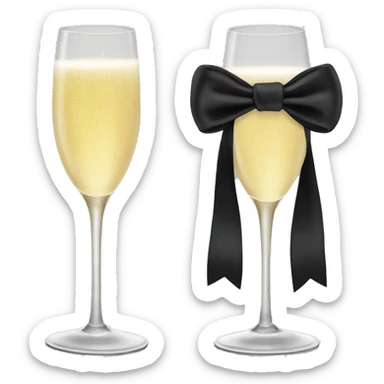 Champagne glass wih blak bow sticker
