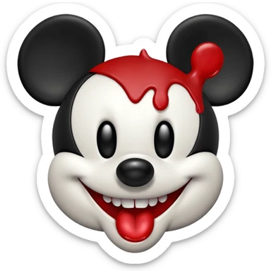 Evil mickey mouse with blood sticker