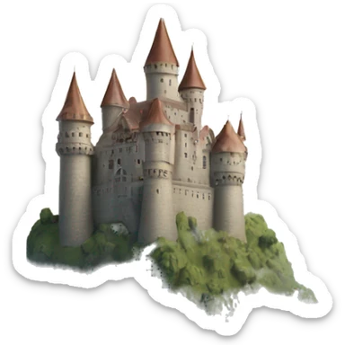 a castle on clouds with halo on top of the castle sticker