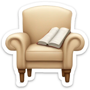 Simple Beige Armchair with blanket and open book on it sticker