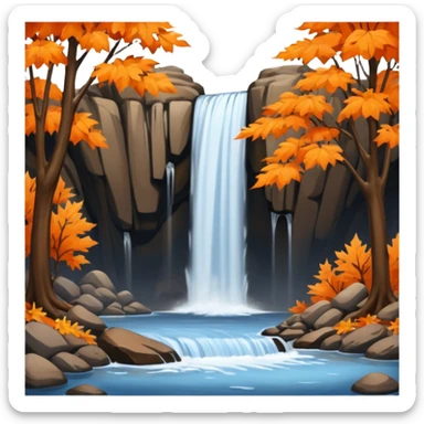 autumn with brown trees waterfall sticker