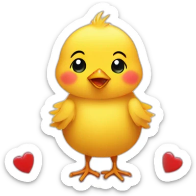 Little Chick with lof of hearts sticker