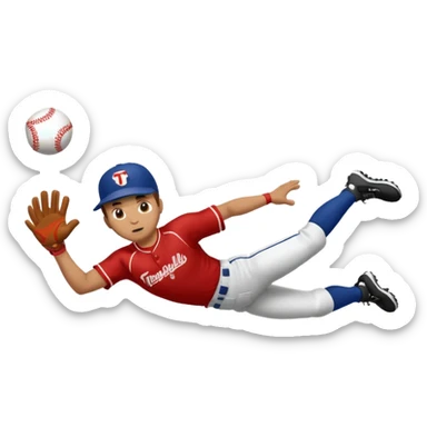 baseball player diving to catch the ball sticker