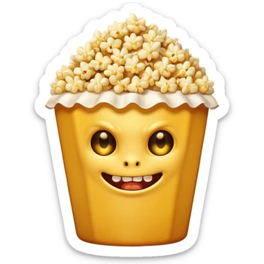 popcorn , with mischief face demon sticker