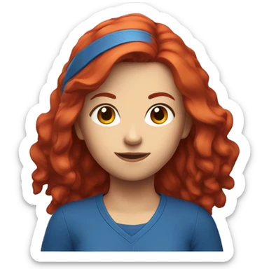 a female esports coach with red hair and blue shirt.  sticker