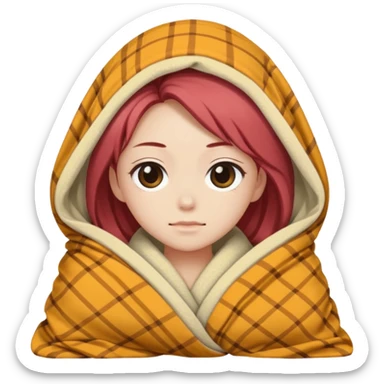 Kaoruko chilling on mobile cover in blanket sticker
