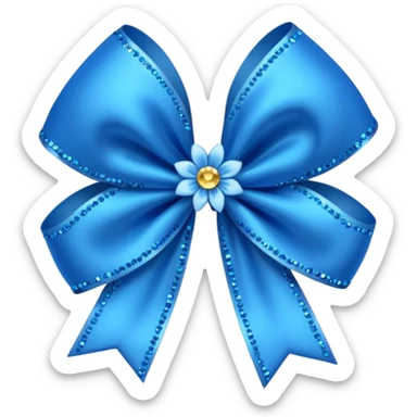 blue flower bow with glitter sticker
