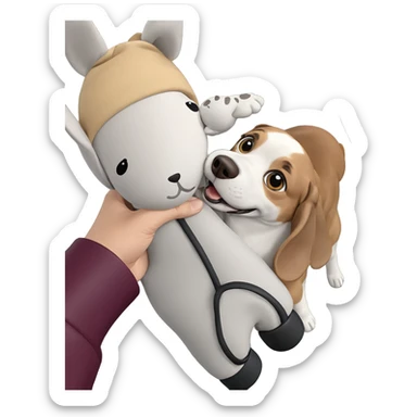 hands holding a dog hat sticker