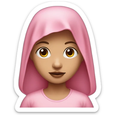 A little girl with black eyes, a light skin, a pink veil and et a pink T-shirt  sticker