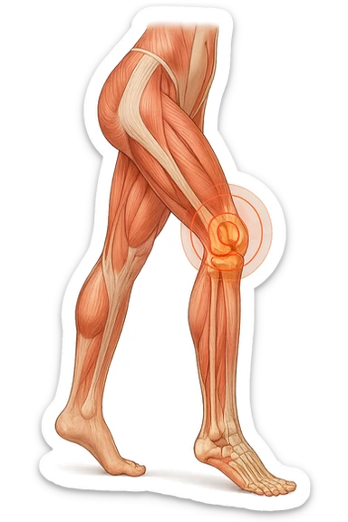 PRENDI SPUNTO DALLA FOTO E FAMMI A LIVELLO ANATOMICO LA GAMBA IN SOVRACCARICO sticker