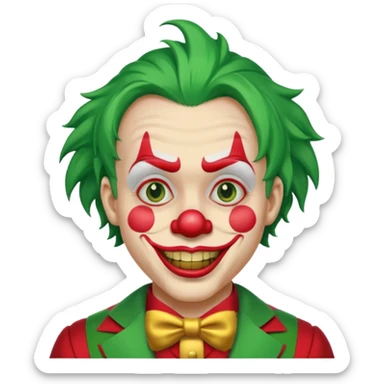 criar palhaço com cabelo verde dentes de ouro, terno vermelho sticker