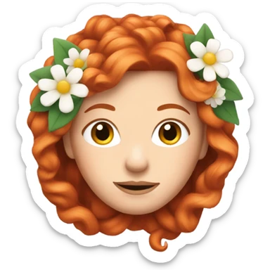 Long Red haired white woman with flowers in her hair  sticker