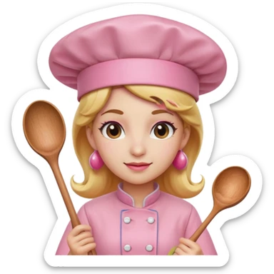 Pink chef hat princess peach with a spoon sticker