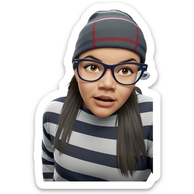realistic girl in striped sweater sticker