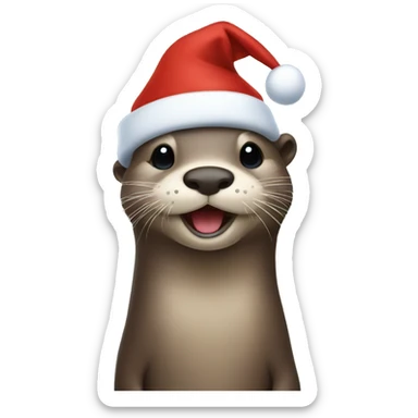 Otter wearing Christmas hat sticker