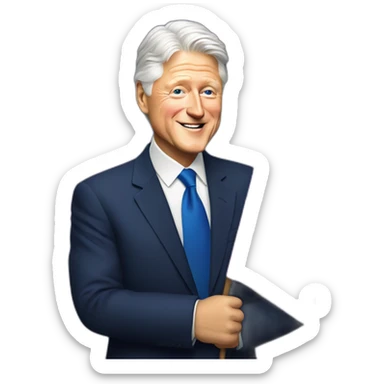bill clinton holding bisexual pride flag sticker
