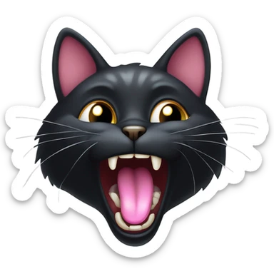black cat yawning sticker