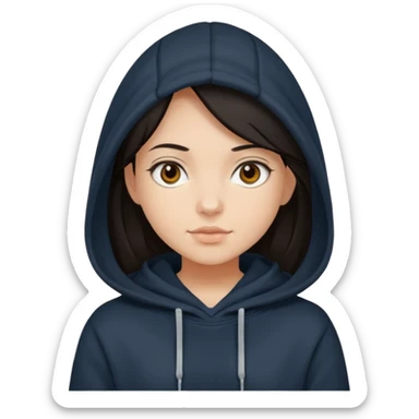 girl with a hood on with dark hair sticker