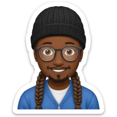 man with braids glasses beanie and goatee sticker