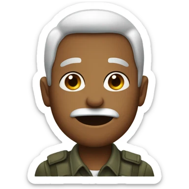 Man biting lip and saluting  sticker