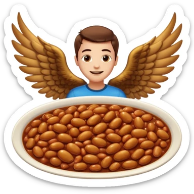 Create baked beans with wings on them with teenager boys people’s faces on them  sticker