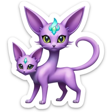 Shiny Exotic Elemental Espeon-Persian-Pokémon-Fakémon-hybrid-creature (full body) sticker
