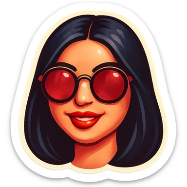Make the same emoji but with long hair, keep the style and expression, with no background sticker
