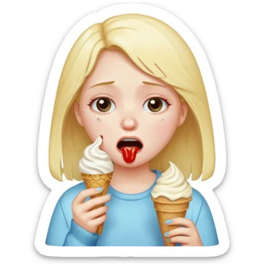 a crying girl eating ice cream after heartbreak sticker