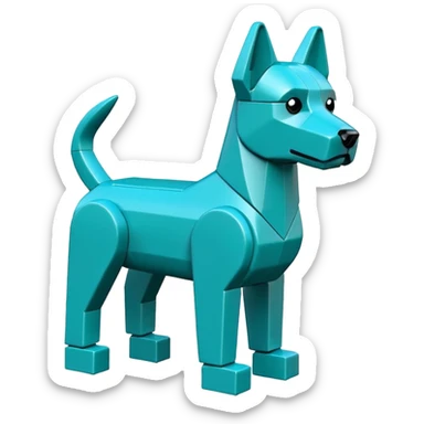 teal lego dog sticker