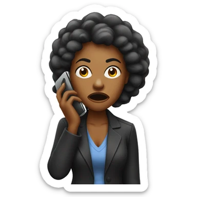 Black angry Woman talking on cell phone sticker