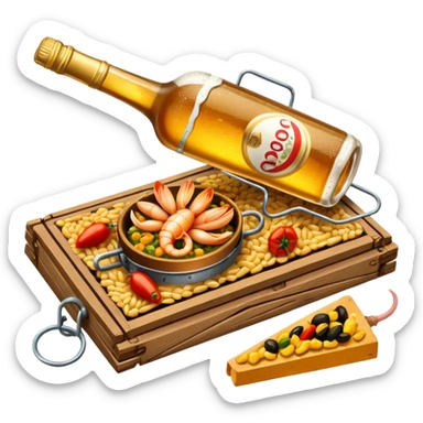 mouse trap with a beer and a paella sticker