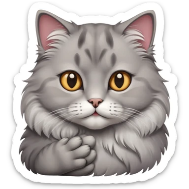 thoughtful cat with paw on chin sticker