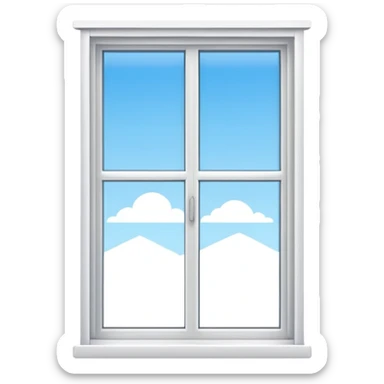 generate white open window with interior background sticker