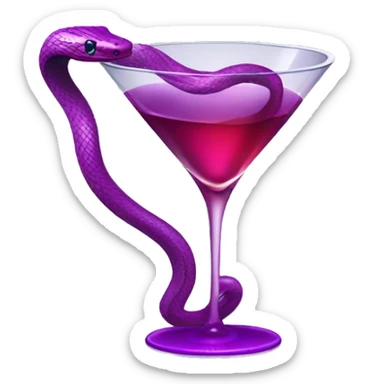 a snake wrapping around a martini glass in the form of a pharmaceutical logo in which is a violet-red liquid sticker