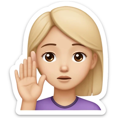 Saying sorry while holding ear sticker