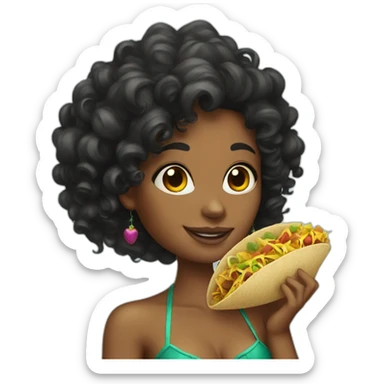 black curly mermaid with taco sticker