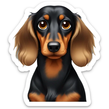 long haired black and tan dachshund giving side eye  sticker