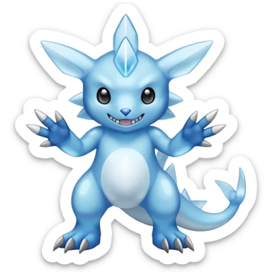 Pale Frosty Glassy Ice-Blue Cool Pokémon-Fakémon-Digimon-Creature, (full body) sticker