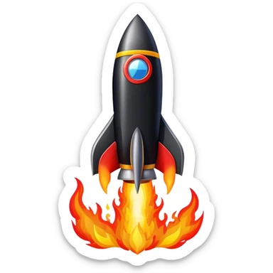 driving fine black rocket with fire color france sticker