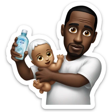 p diddy holding baby oil sticker