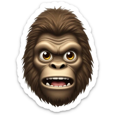 realistic portrait a scared Sasquatch  sticker